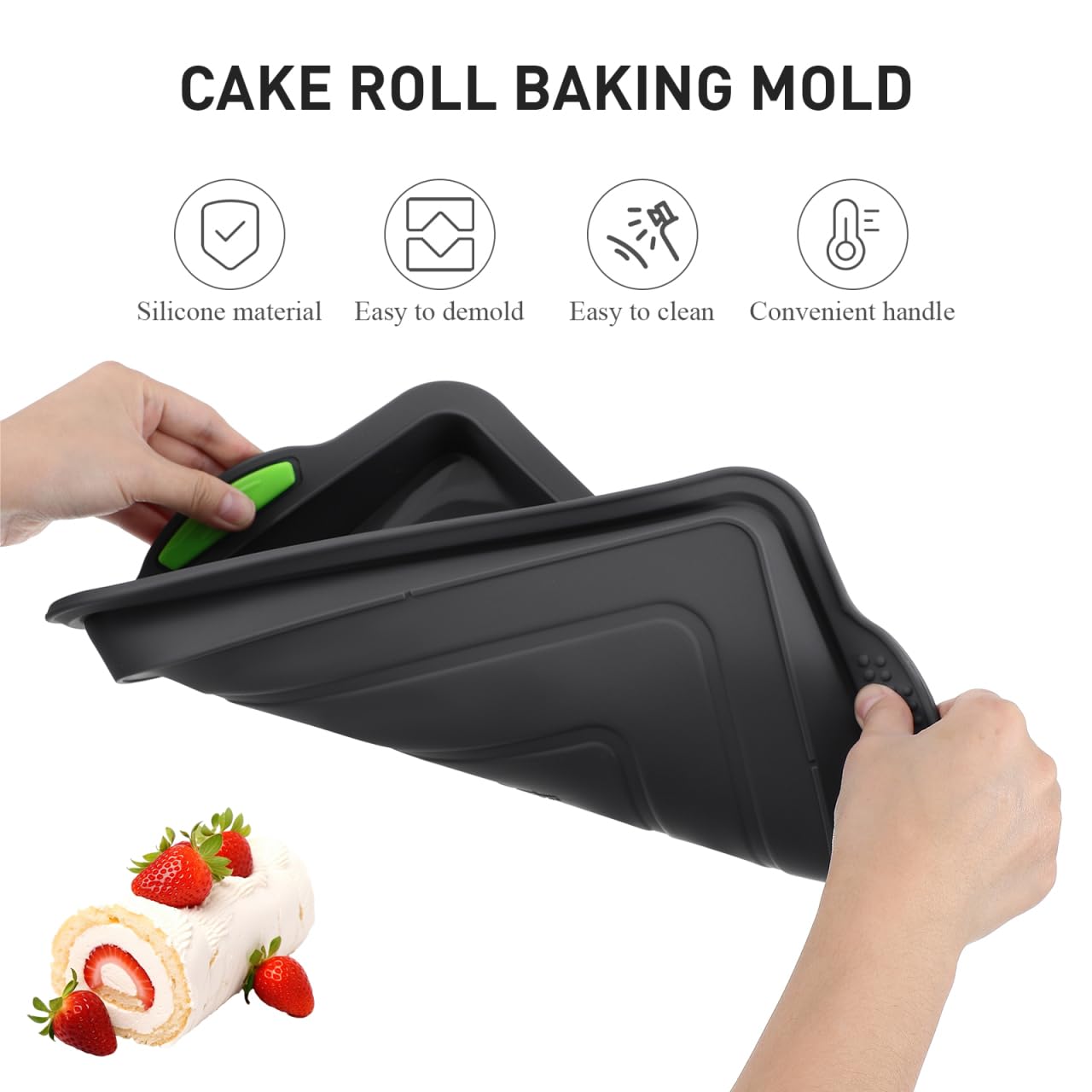 Silikon Kuchenform Hitzebeständig Backblech für Biskuitrollen Multifunktionale Brotbackform Antihaftbeschichtet Glatte Oberfläche