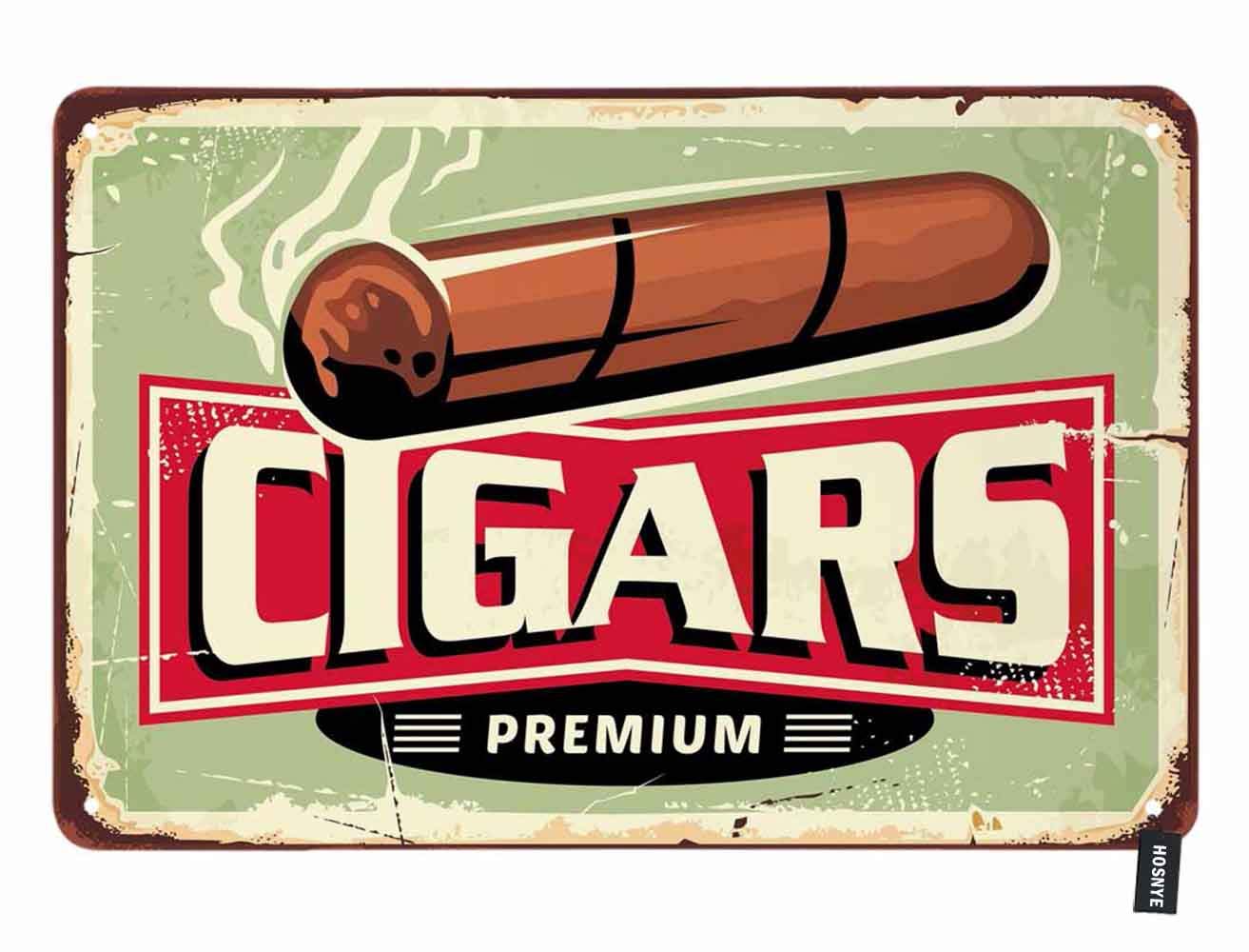Plaque Murale Métal Vintage Cigares – 20x30 Cm, Déco Bar, Garage, Salon, Style Rétro