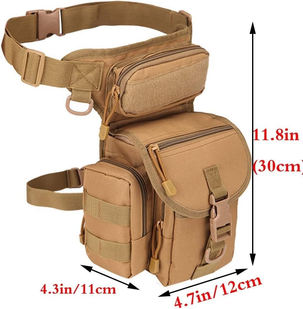 Miniatura 5 de SUFUINU Bolsa táctica militar impermeable tipo B para piernas cruzadas sobre piernas, para ciclismo, senderismo, muslo (caqui)