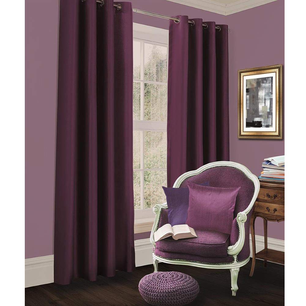 Slumber Nights Blackout Curtains Pair with Tie Backs Eyelet Ring Top Fully Lined (Aubergine, 66"X72") — image 1