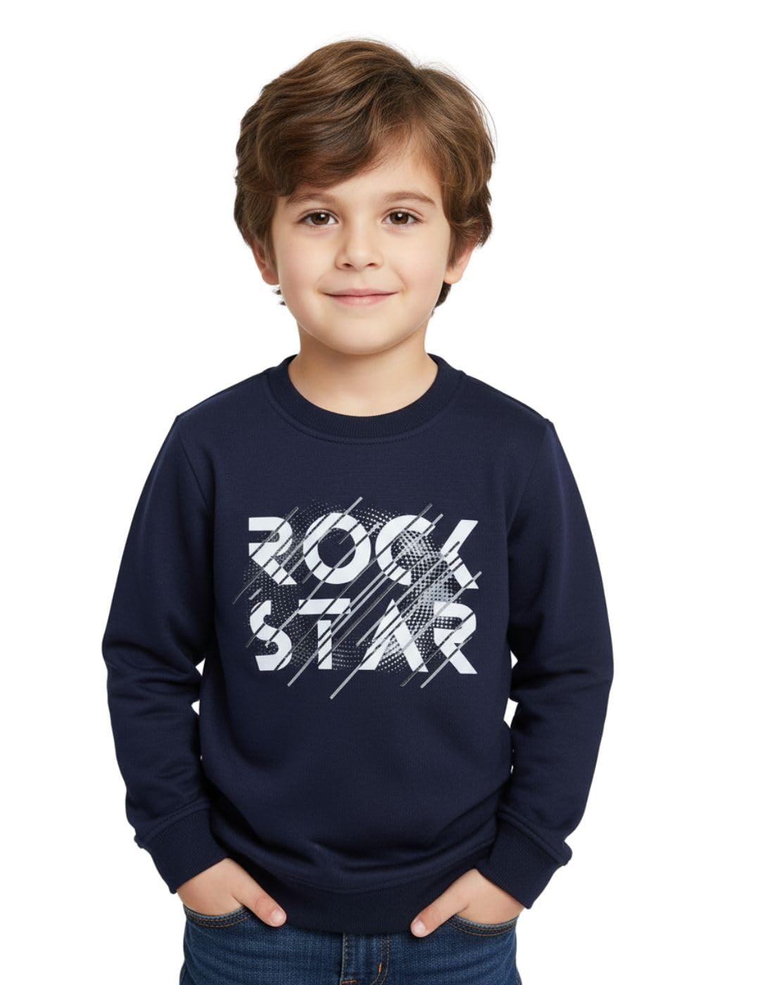 Mack Jonney Boys Printed Fleece Sweatshirt – Warm Winter Pullover for Kids -M5367