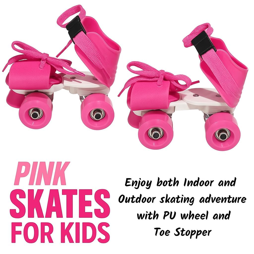 High Trusted® Girls Special Latest Designed Inline Roller Skating with Adjustable Size and Front Break Toys for 4 Years+ Girls Skates Size 5-12 UK (Pink) - Image 2 thumbnail