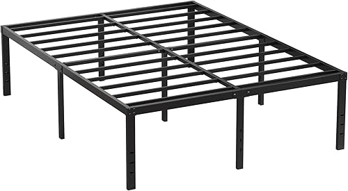 Miniatura 119 de EMODA Marco de cama Queen no necesita somier, plataforma de metal resistente de 6 pulgadas, marco de cama tamaño Queen con listones de acero, fácil