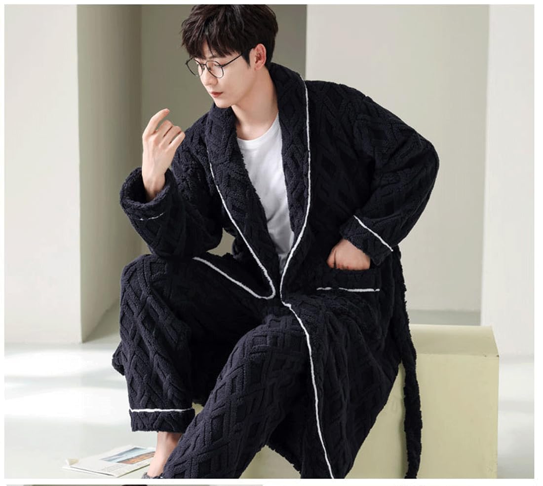 LVTFCO Autunno e Inverno Pigiama Set, Set di 2 Uomini Bagno Avvolgere Grasso più Dimensioni Vestaglia