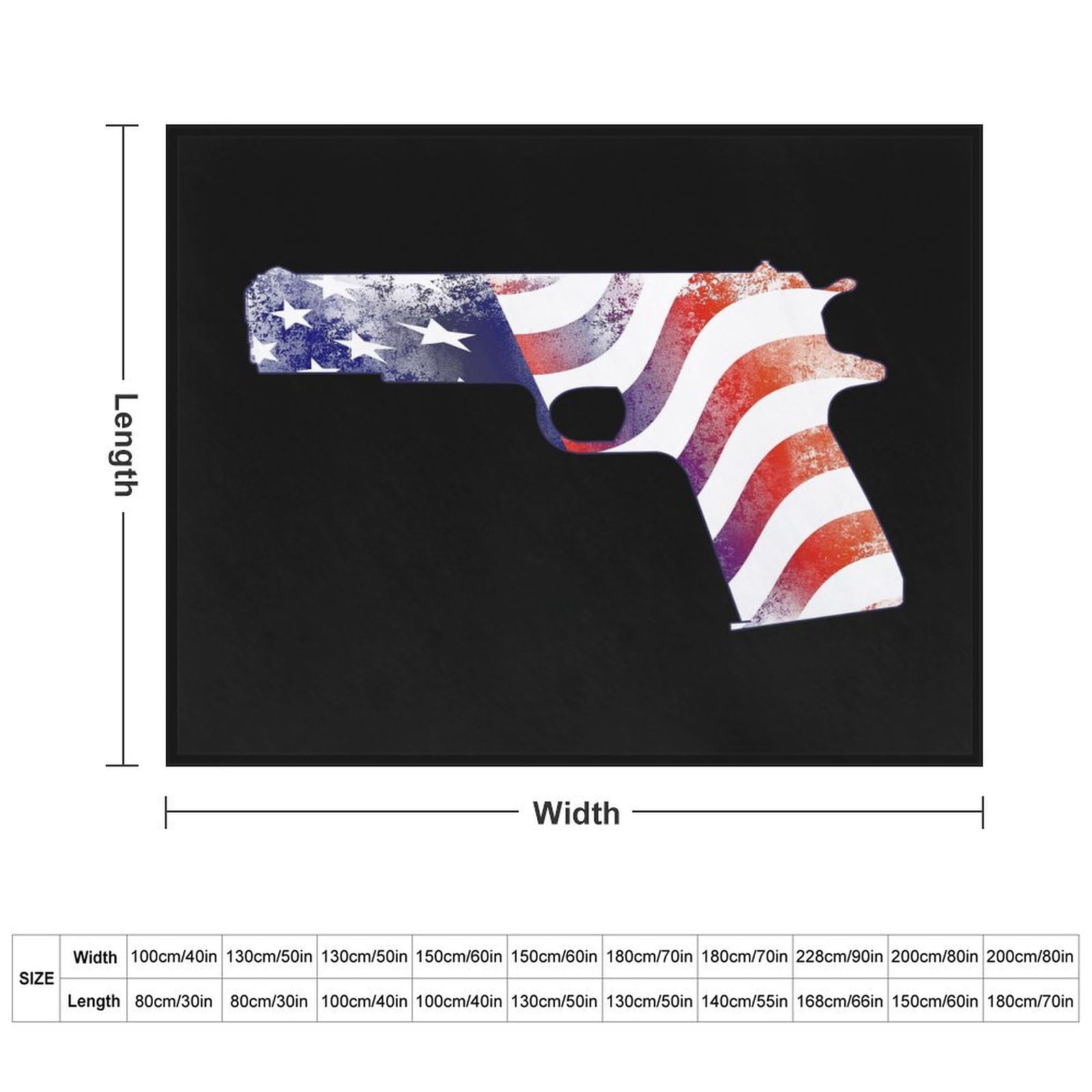 Guns with U.S. Flag Soft Flannel Blanket Throw Fashion Plush Blankets Lightweight Throws for Couch Bed 50