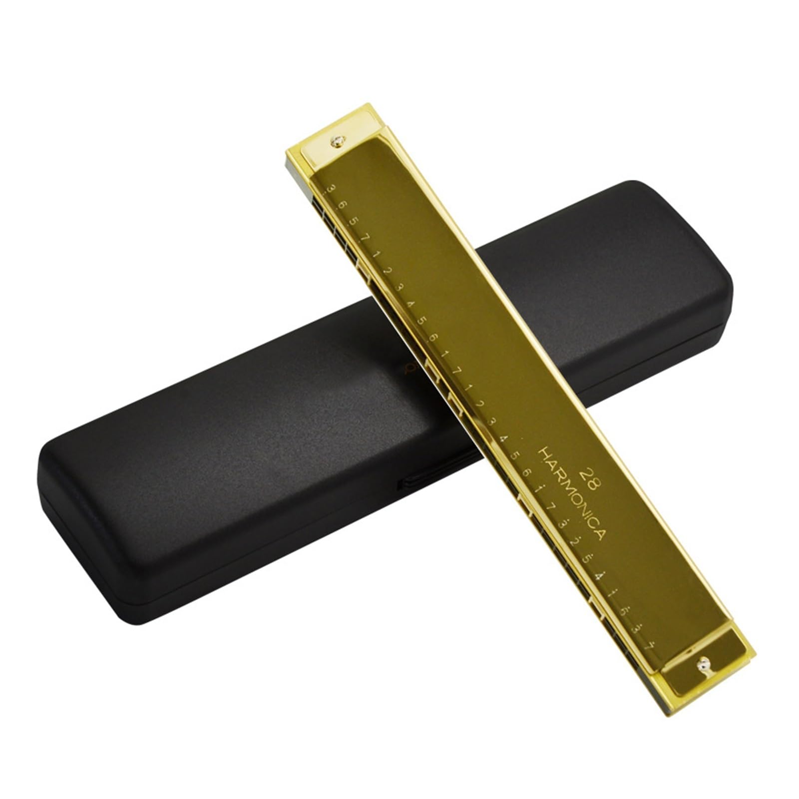 Mundharmonikas Polyphones 28-Loch-Mundharmonikainstrument In C-Taste Für Anfänger Und Erwachsene Mit Breitem Spektrum (Color : Gold)
