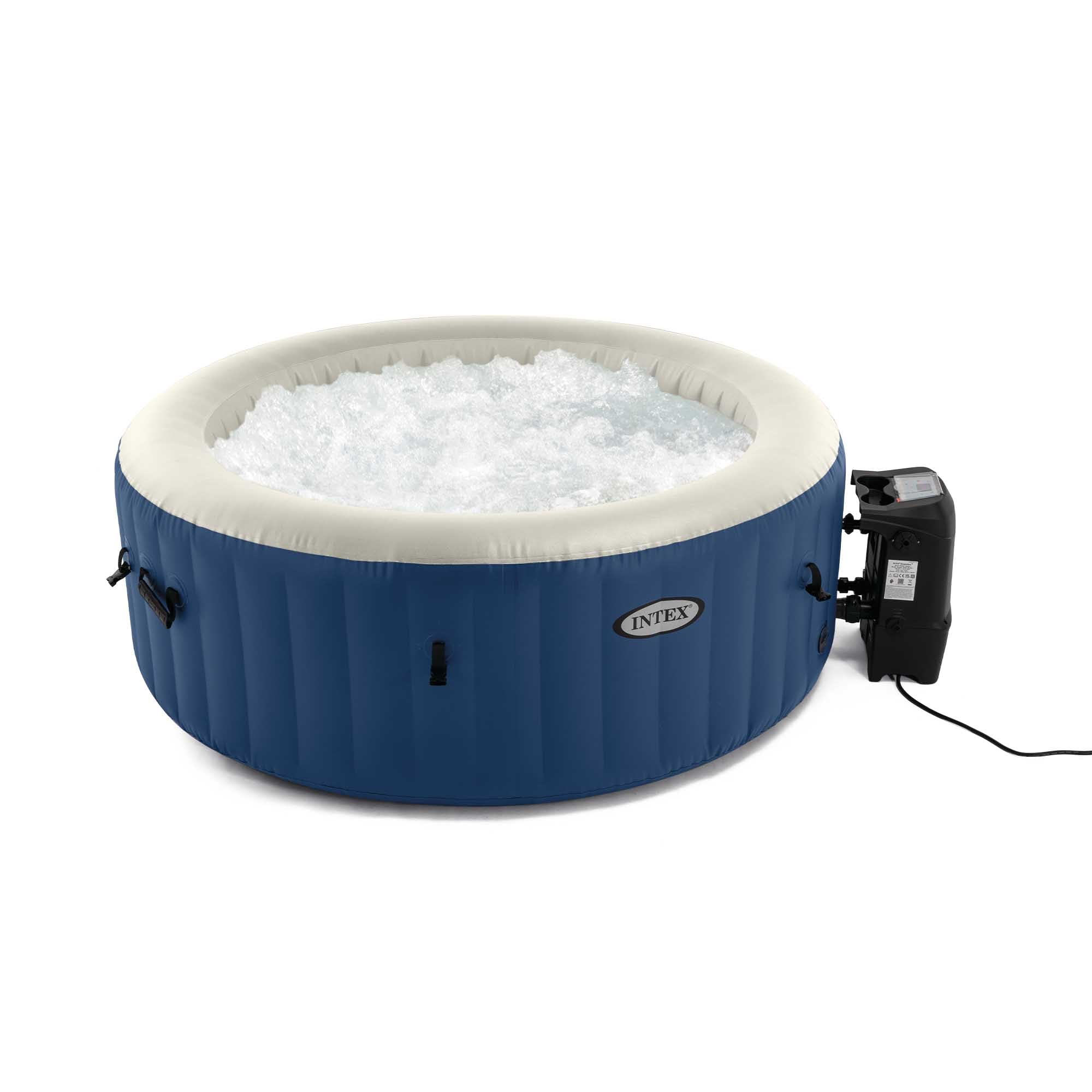 Intex 28486 - Hydromassage gonflable rond PureSpa Bubble Blue, 4 places, 100 jets, PVC, multicolore, 180 x 66 cm