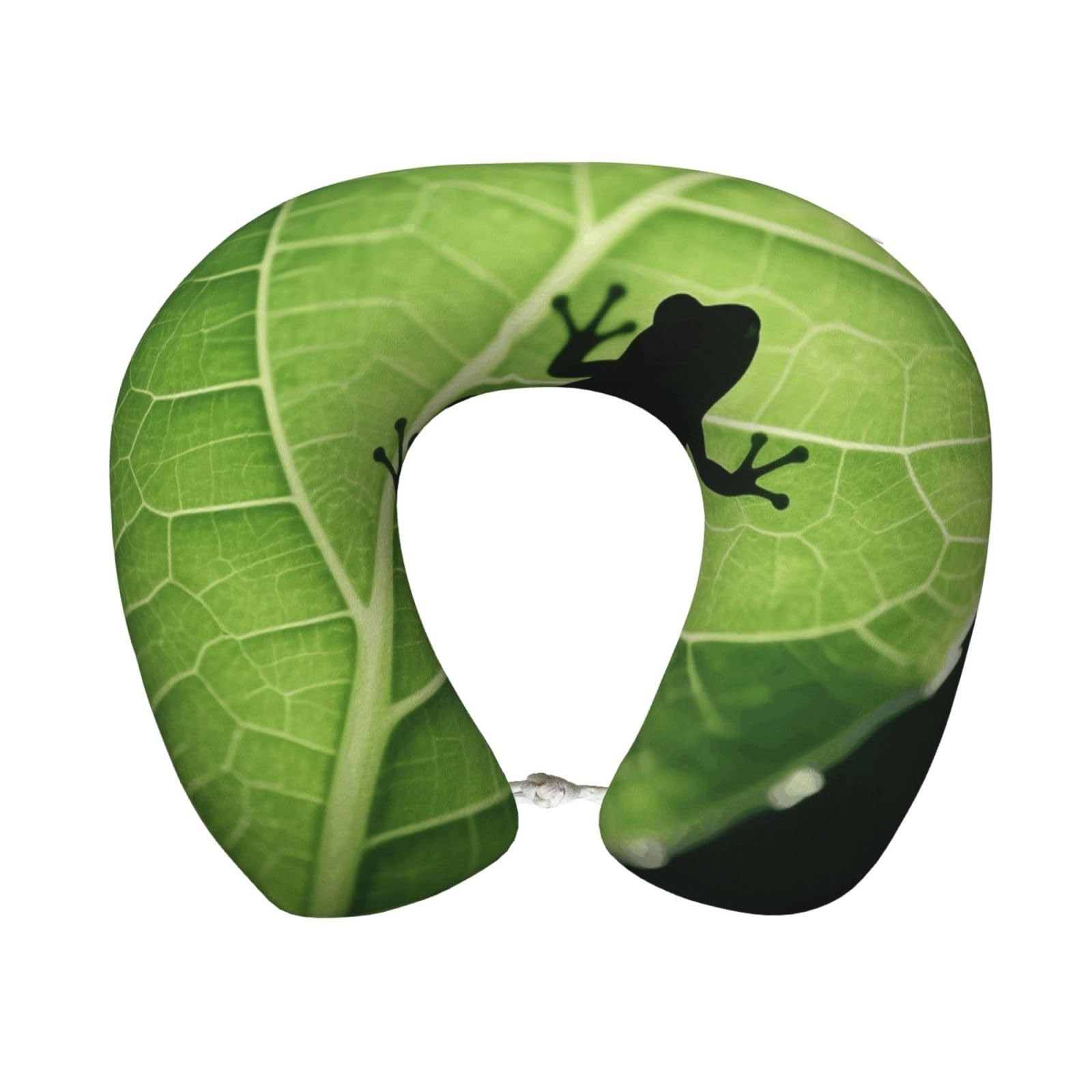 FekiLoot Travel Pillow for Sleeping, Frog Shadow On The Leaf Travel Neck Pillow Comfortable U Shape Memory Foam Neck Rest Support Portable Travel Accessories Suitable for Airplane Car Office