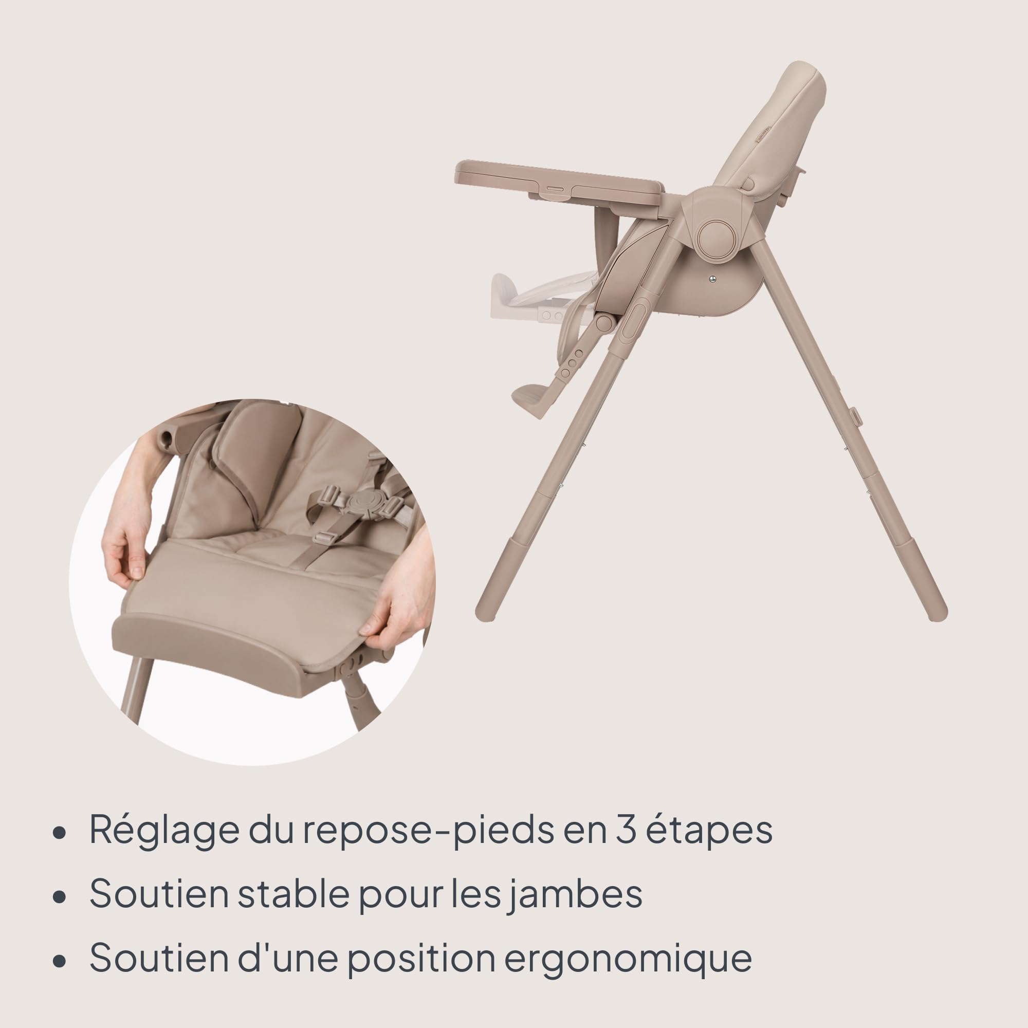 LIONELO Linn Plus chaise haute bebe jusqu'à 15 kg, deux plateaux amovibles, ceintures à 5 points, réglage de la hauteur du siège du dossier et du plateau