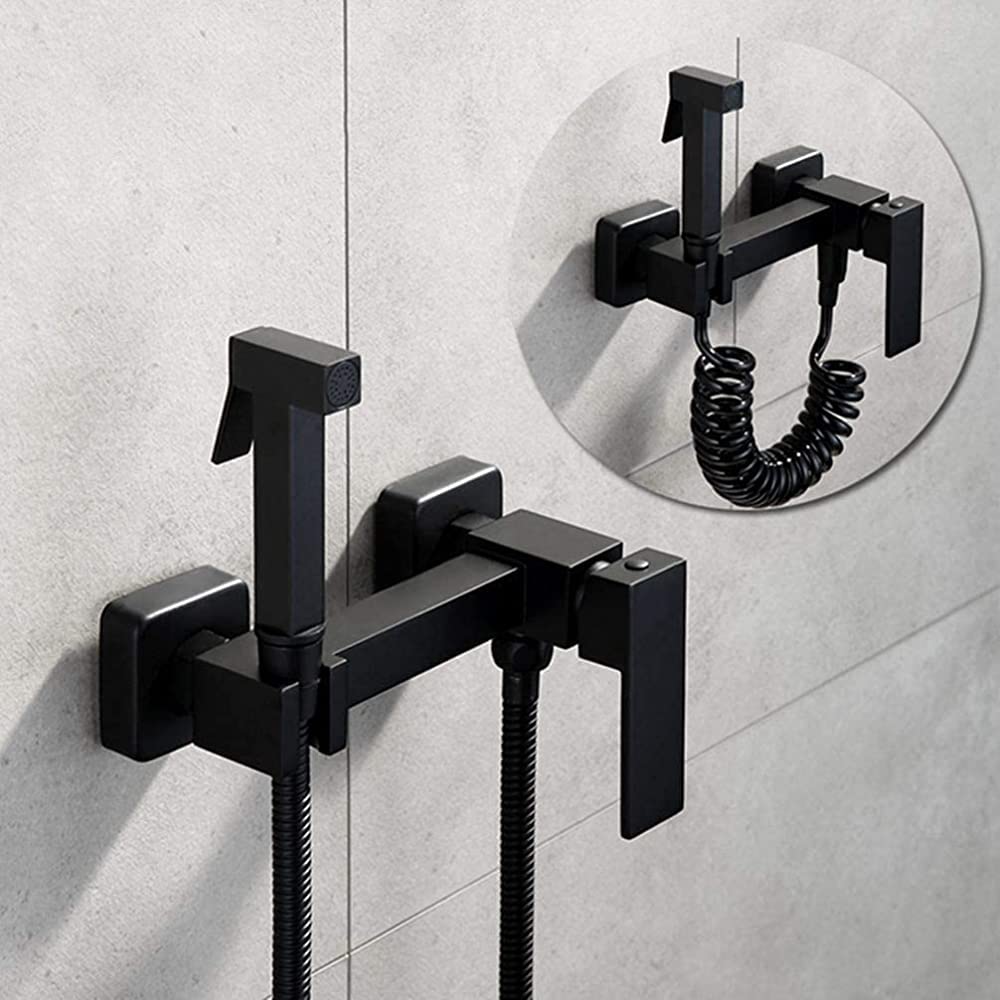 Pulvérisateur de bidet à main noir avec mitigeur toilette chaud et froid