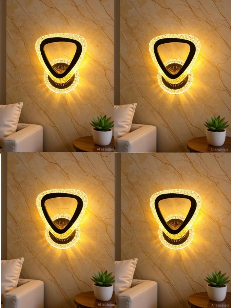 Image of Modern Crystal LED Wall Light, Decorative Indoor Wall Lamp with Warm White Lighting, Stylish Wall Mounted Light for Living Room, Bedroom, Hallway (Pack of 4)