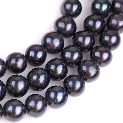 Miniatura 4 de JOE Foreman teñidos 1011mm de agua dulce perla cultivada redonda Loose Beads para joyas Wholesale Beads Negro 15"