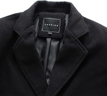 QWENTMTNTY Men's Wool Trench Coat Winter Slim Fit Single-Breasted Peacoat Formal Business Casual Dress Coats Mid Long Jacket