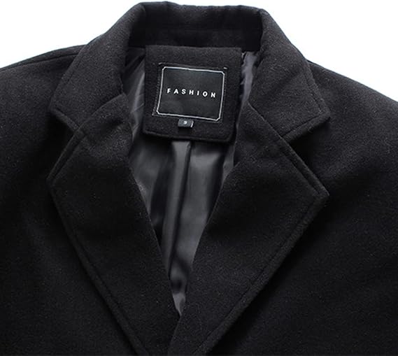 QWENTMTNTY Men's Wool Trench Coat Winter Slim Fit Single-Breasted Peacoat Formal Business Casual Dress Coats Mid Long Jacket
