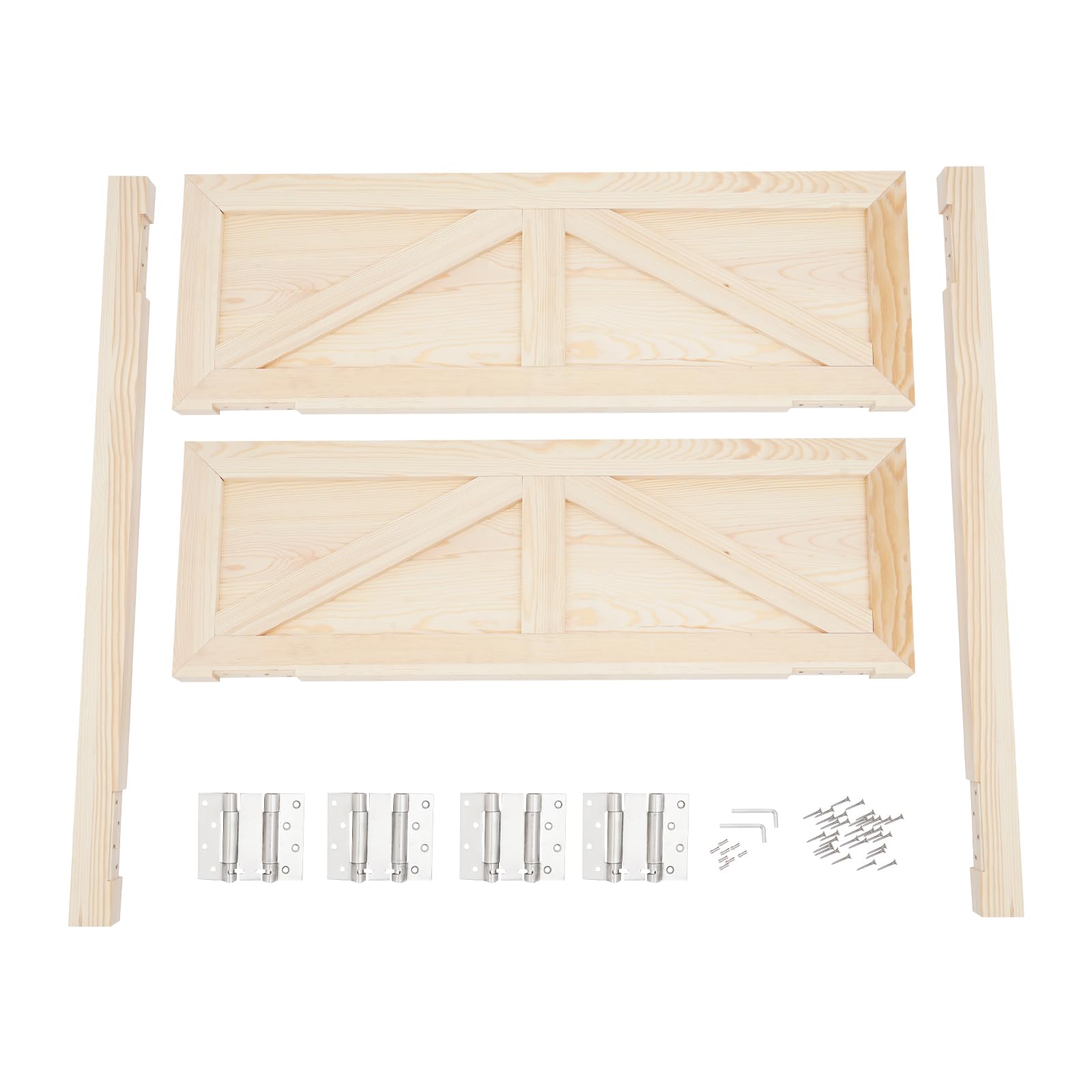 Lot de 2 portes battantes, porte à lamelles en bois de pin, 70 x 90 cm, kit complet de portes de salon, retour automatique de porte, portes de bar, portes à charnière, portes battantes en bois massif
