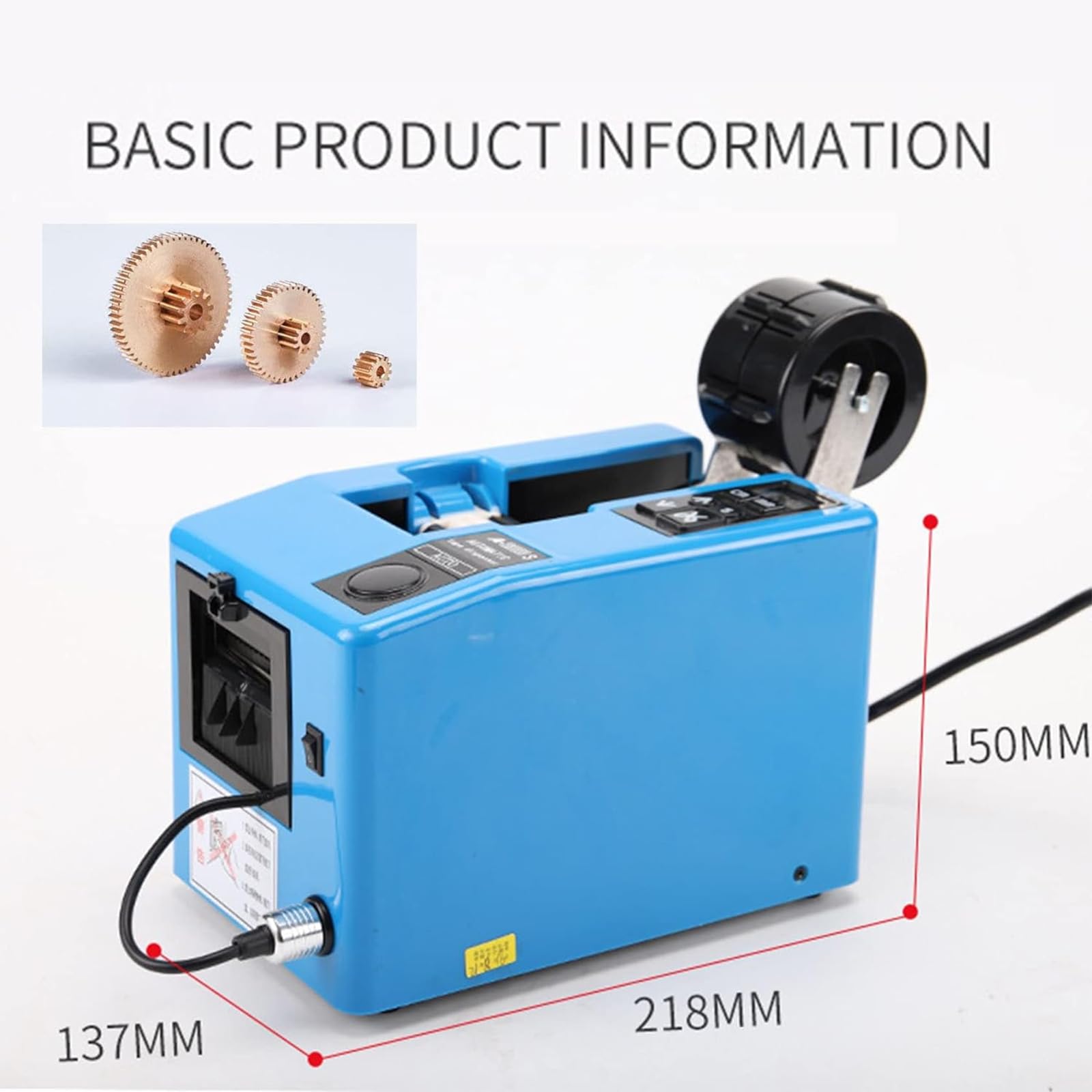 Distributeur Automatique de Ruban Adhésif Électrique z9kcem3910, 137 x 218 x 150 mm, 3,3 kg, Alimentation AC110V/AC220V