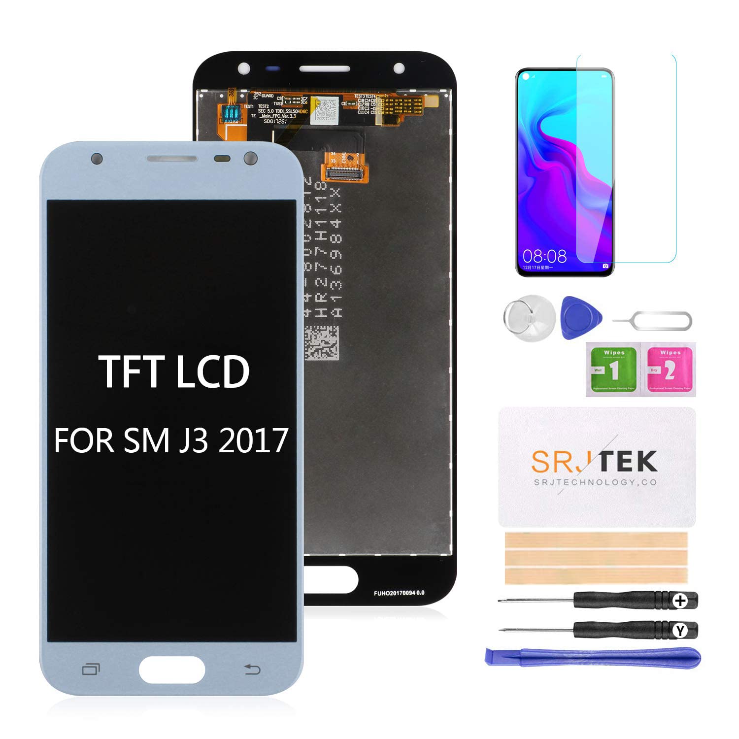 SRJTEK For Samsung Galaxy J3 2017 J330 / J3 Pro 2017 J330 DUOS J330G J330L J330F J330FN J330DS J3300 5.0 inch LCD Display Touch Screen Digitizer Glass Assembly Full Replacement Part (Blue)