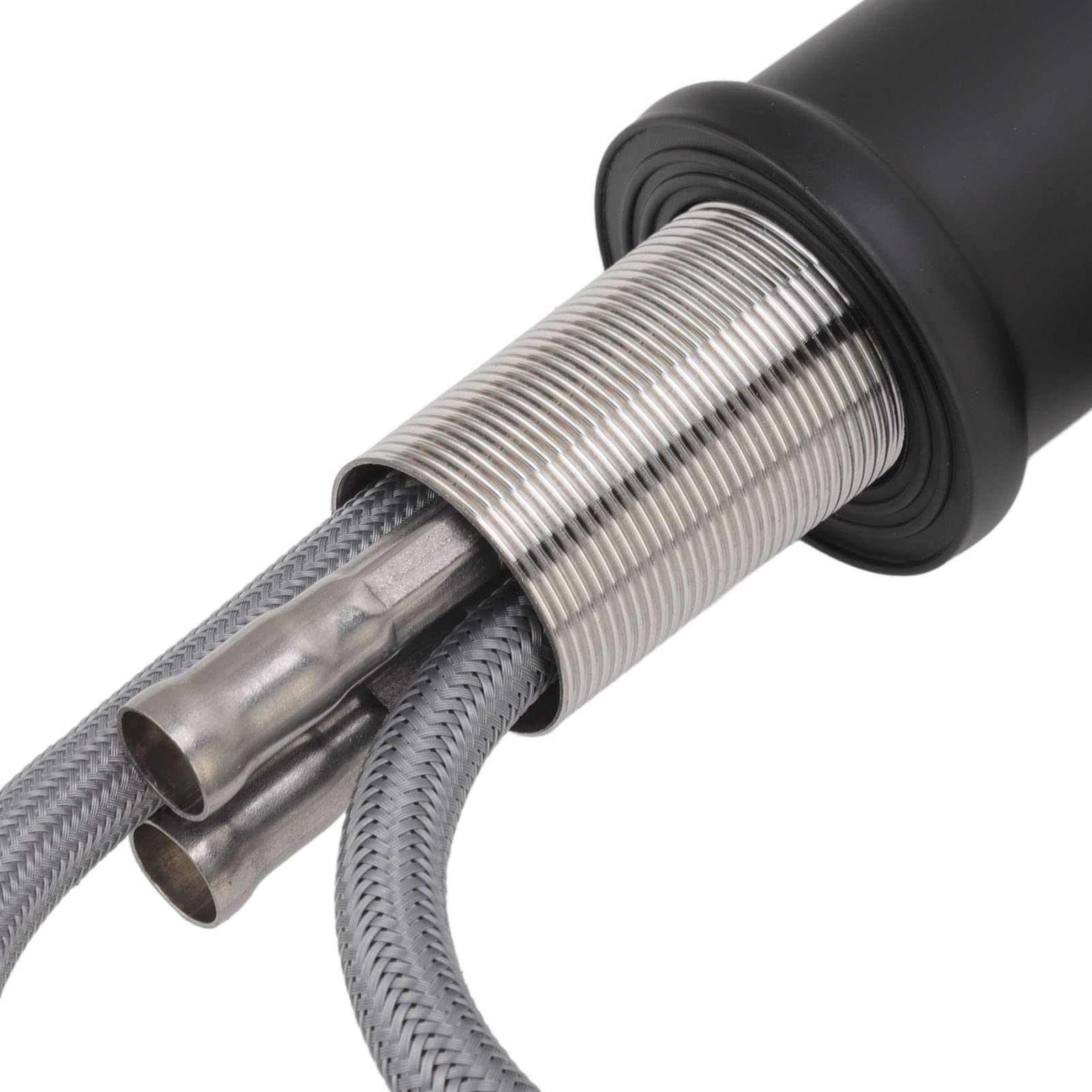 Grifo de cocina extraíble de acero inoxidable, rociador giratorio de 360 ​​grados de alto con acabado para instalación universal de fregadero, diseño moderno negro