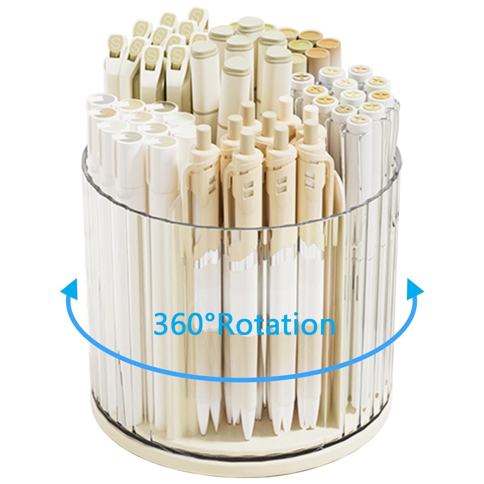 Porta Penne Cancelleria Portapenne for Matita da Scrivania 6 Slot Organizer Rotante Pennello for Trucco for La Casa Portapenne Sale Studio(Beige)