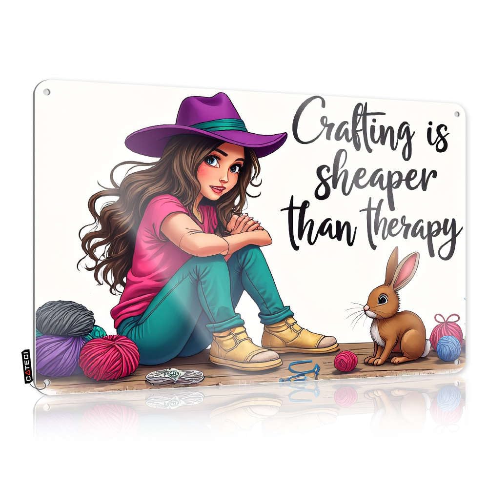 Fzfn Boys Colour Crafting Is Cheaper Than Therapy. Grunge Plaques | Large Vintage Style Custom Balcony Decoration Easy Hang(20X30cm)