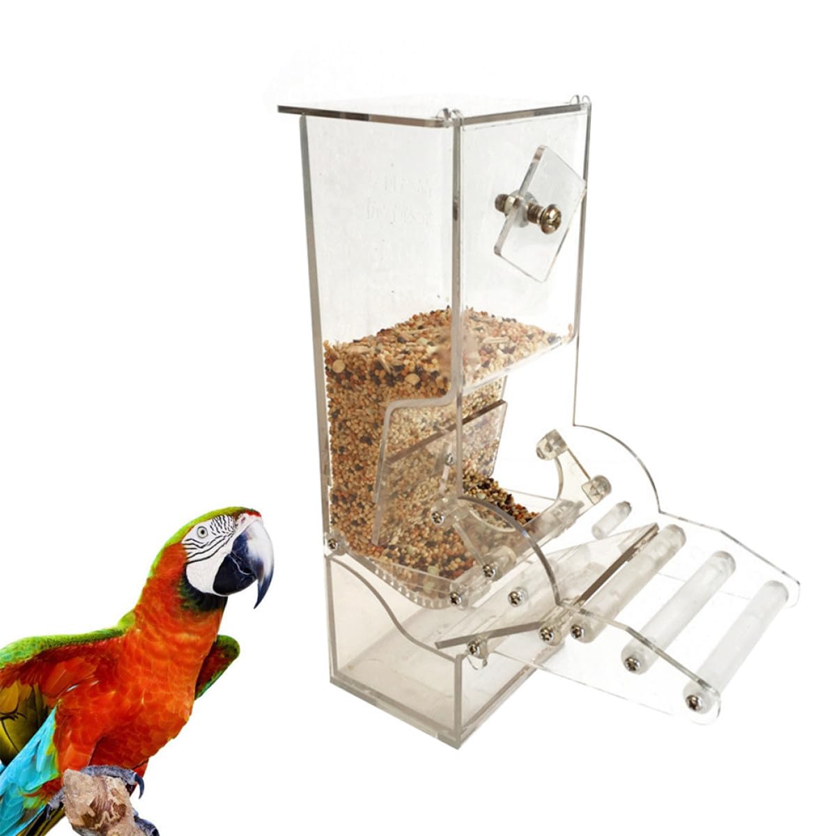 Mangiatoia per Pappagalli con Regolabile Accessorio per Gabbie Uccelli Facilità Pulizia e Installazione Alimentatore Automatico per Pappagalli e Altri Volatili
