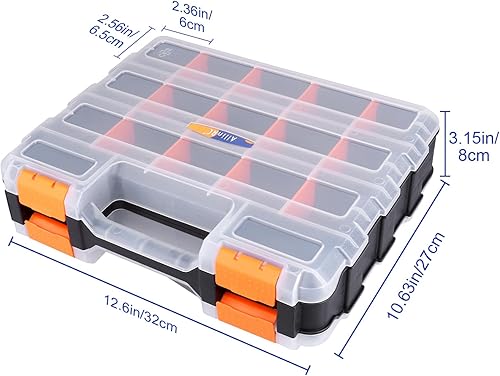 Miniatura 2 de Organizador de piezas pequeñas, organizador de piezas de doble cara con divisores extraíbles, 34 compartimentos, contenedores de almacenamiento para