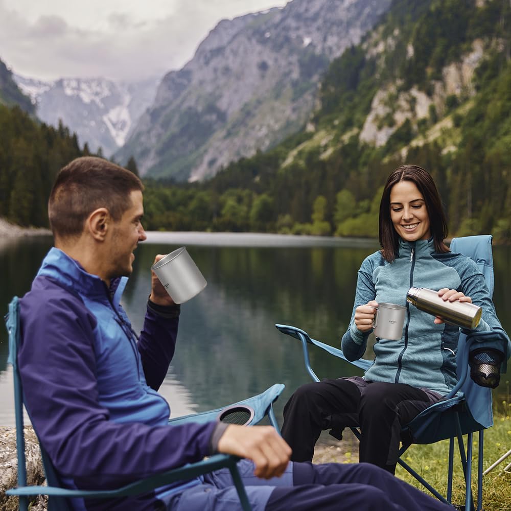 Walmeck Bouteille d'eau en Titane 1L avec Tasse d'eau de 750ml, Bouteille de Sport étanche pour Le Camping en Plein Air, la Randonnée et la Randonnée