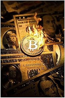 Lienzo decorativo para pared, diseño de Bitcoin, color dorado, para decoración del hogar, 12 x 18 pulgadas