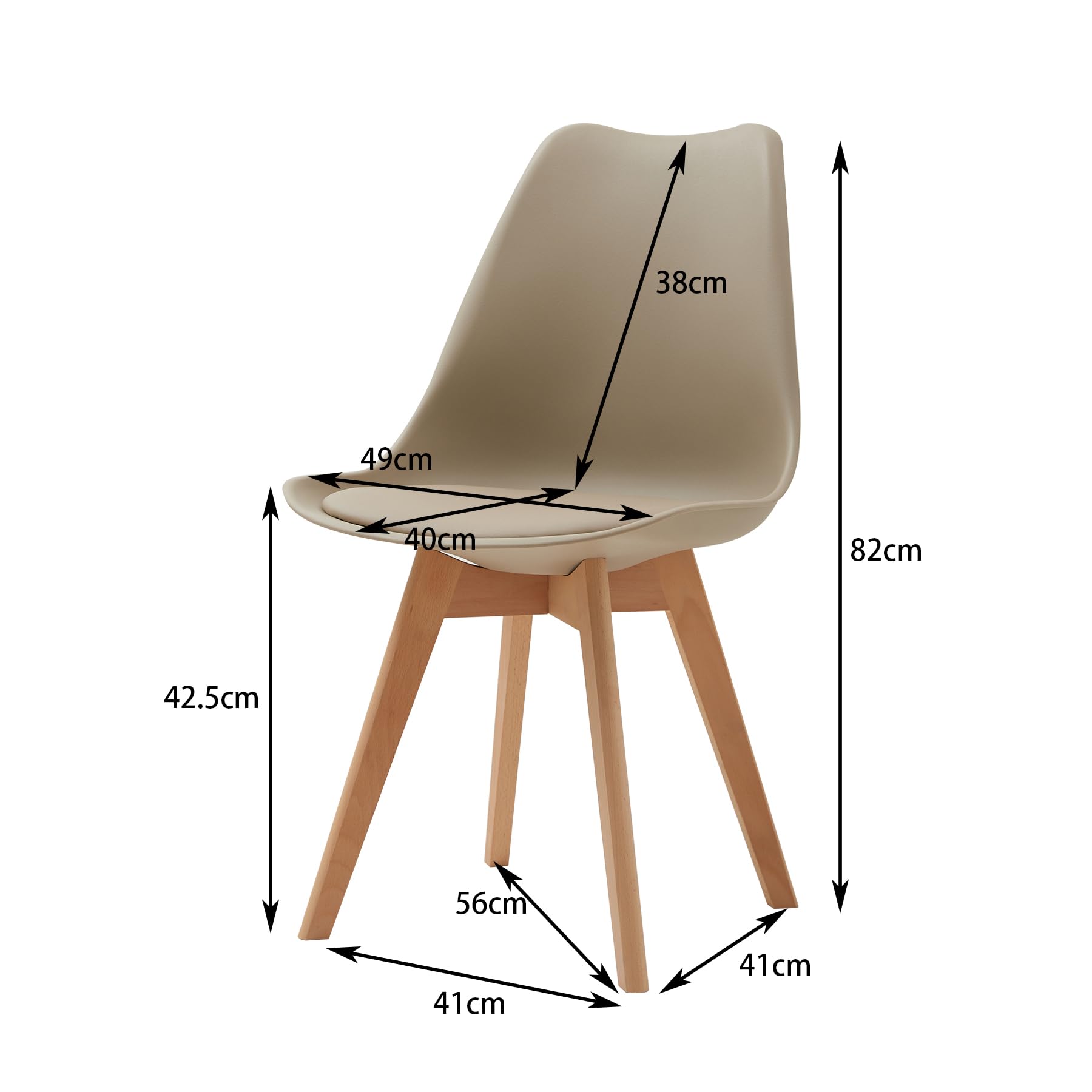 Pack 6 Sillas de Comedor Nordicas, Sillas de Cocina con Cuero Tapizado Cojín y Patas de Madera de Haya, para Comedor, Salón, Dormitorio, Cocina (Marrón)
