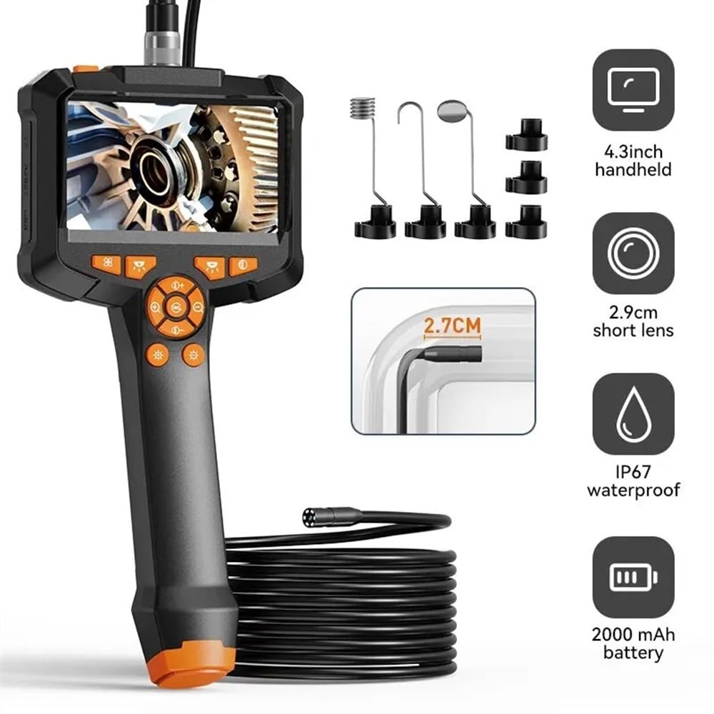 Industriële Endoscoop Camera 4.3inch IPS Scherm IP67 Waterdichte HD1080P 8mm Lens Pijp Riool Inspectie Camera Borescope for auto(10m,2.4inch Single Lens