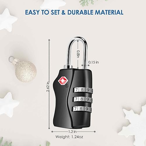 Miniatura 2 de Cerraduras de equipaje aprobadas por la TSA, cerradura de cable de viaje combinada, candados reiniciables de 3 dígitos, candado sin llave aceptado