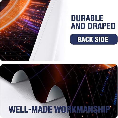 Miniatura 6 de Cyber Ring Curtains, Thermal Insulated Darkening Drapes For Sci-Fi Home Decor, Futuristic Neon Circle Digital Grid Scene Grommet Window Treatments,