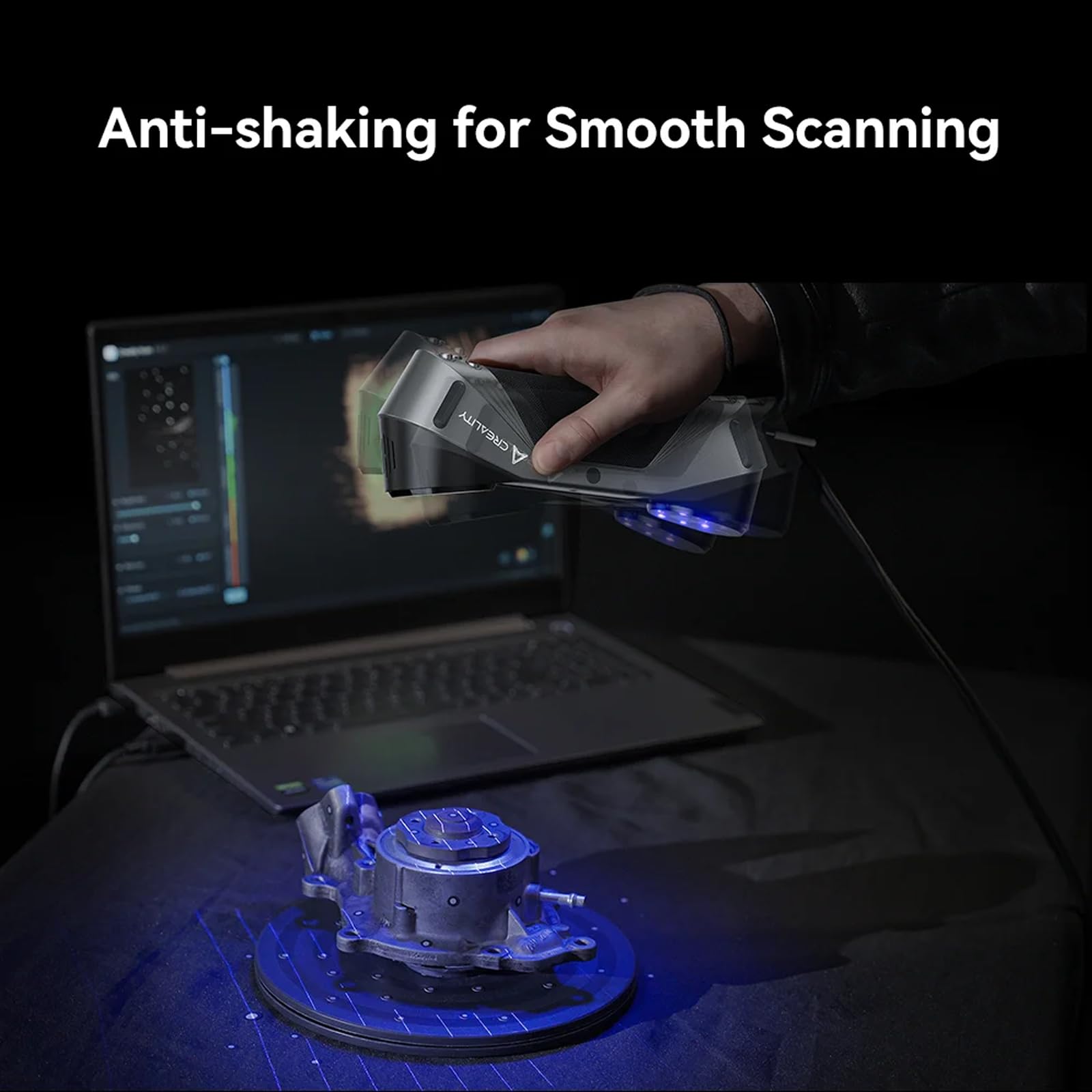 Creality CR-Scan Raptor Scanner 3D Précision métrologique 0,02 mm Vitesse de numérisation 60 fps Scanner anti-shaking Scanner à lumière bleue et infrarouge Numérisation entre 5 et 2000 mm
