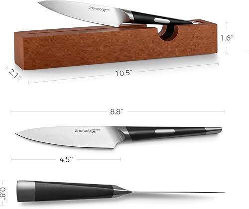 Miniatura 6 de linoroso Cuchillo de pelar para frutas, cuchillo de cocina pequeño ultra afilado, cuchillo de pelar de acero inoxidable alemán de alto carbono