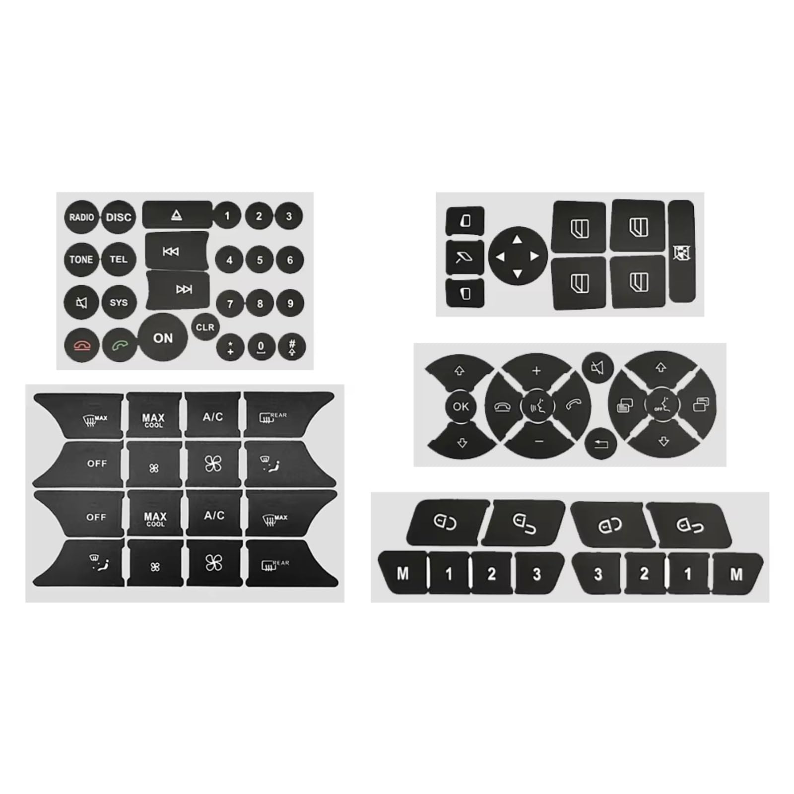 Car Switch Cover Compatible with Benz for W204 S204 C204 R172 W218 W212 C207 A207 R231 W176 W246 Car Panel Air Condition Switch Button Decals Set(2)