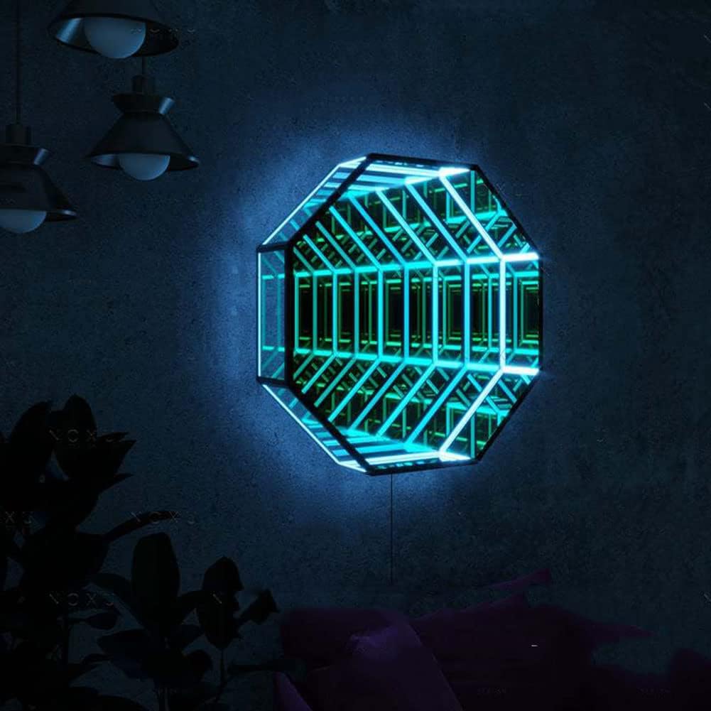 Multi-Color Changing LED Infinity Mirror Tunnel Light - Remote Control Wall Frame & Desktop Lamp for Party & Home Decor (30cm) - Unique Decorative Lighting