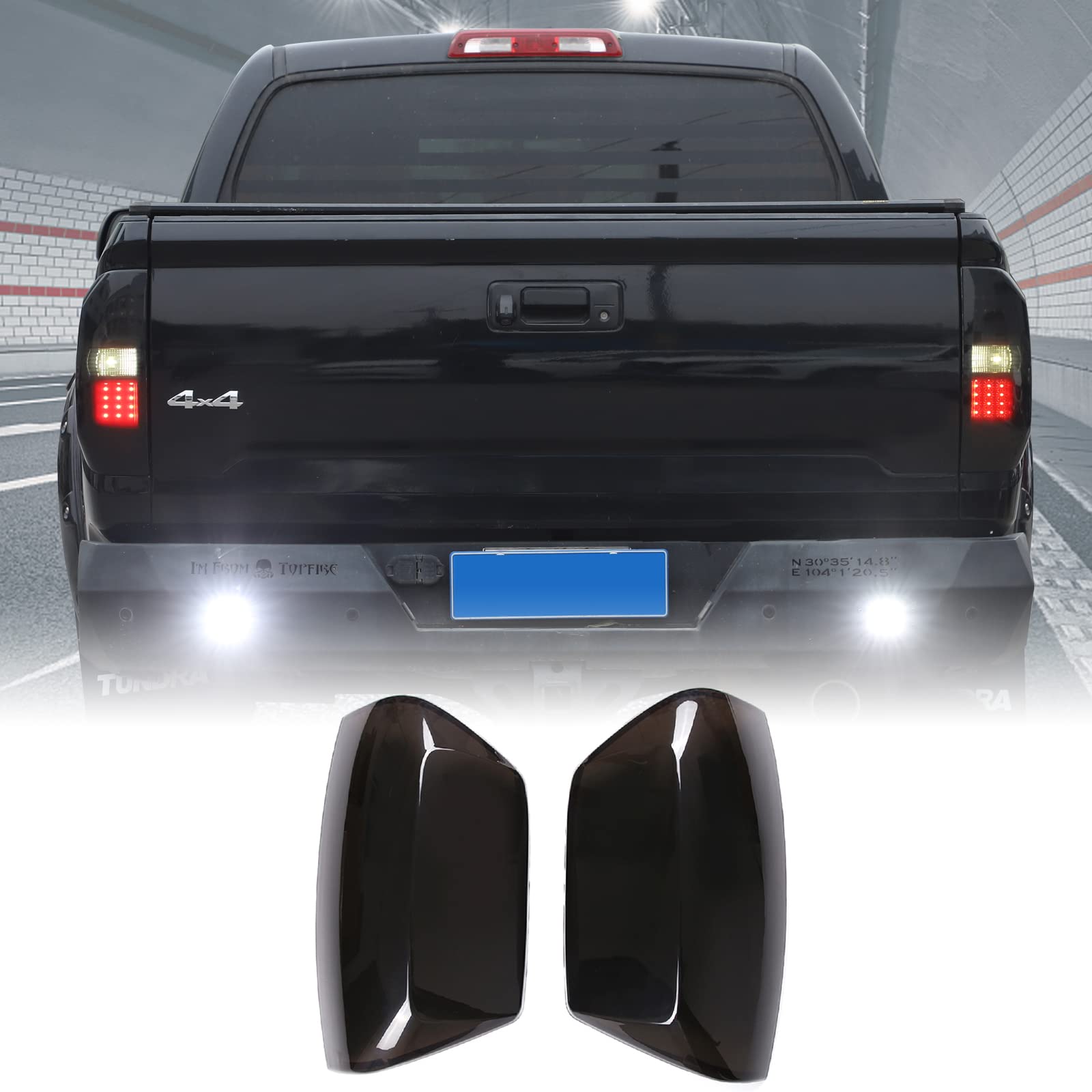 Photo 1 of Aunginsy Car Rear Tail Light Cover Tail Lamp Shell Shade Compatible with Toyota Tundra 2014-2021 Smoked Taillight Shell Trim Cover Tail Light Lamp Guard Protective Frame ABS Accessories