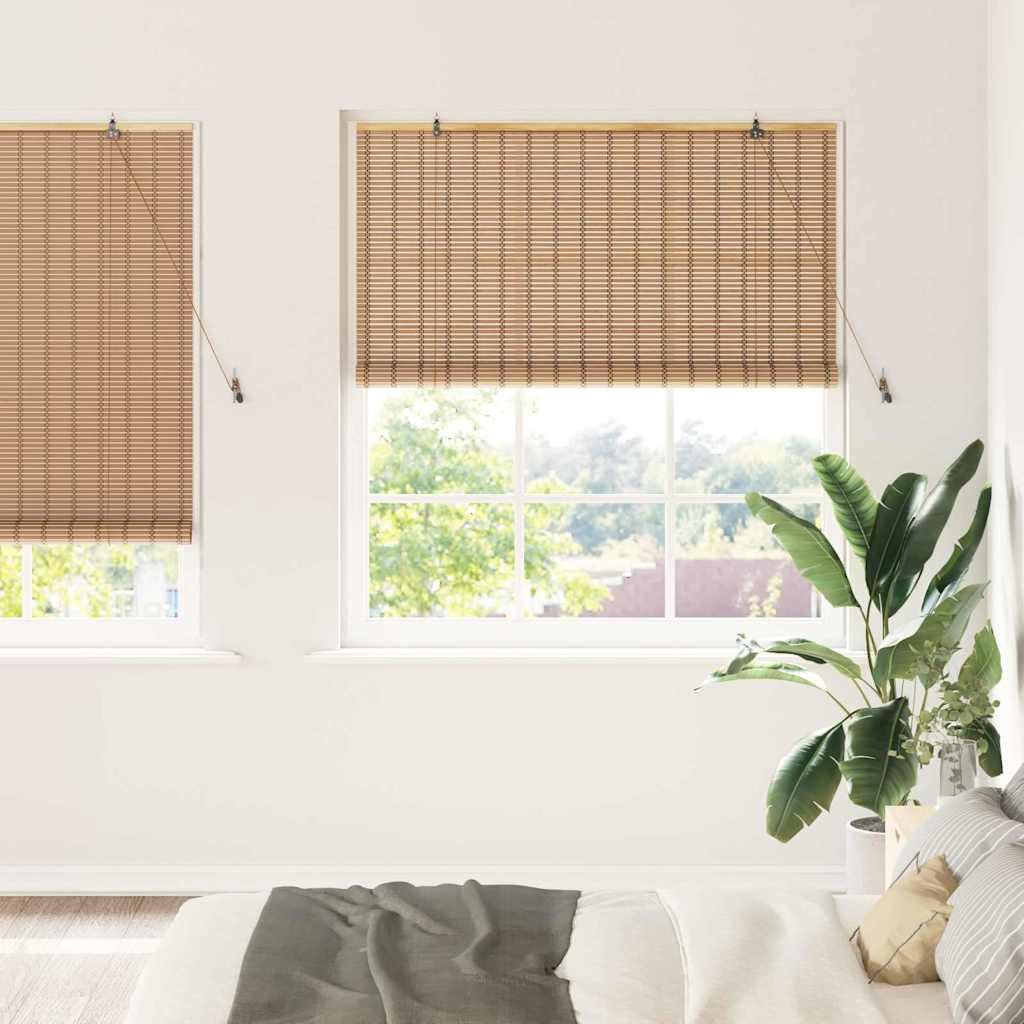 Store enrouleur bambou marron 150x220 de fenêtre cuisine salon