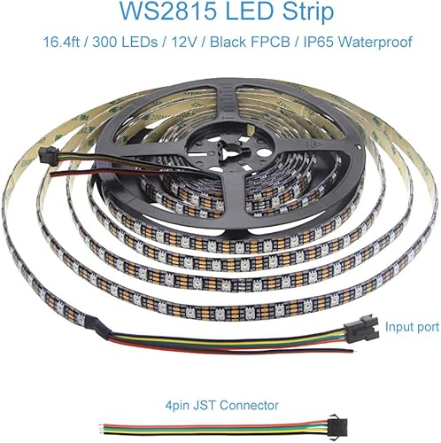 Vista 23 de ALITOVE WS2815 12V WS2812B Tira de luz LED RGB direccionable 16.4 ft 150 LED WS2813 12V programable de color de ensueño LED Pixel Tira de señal