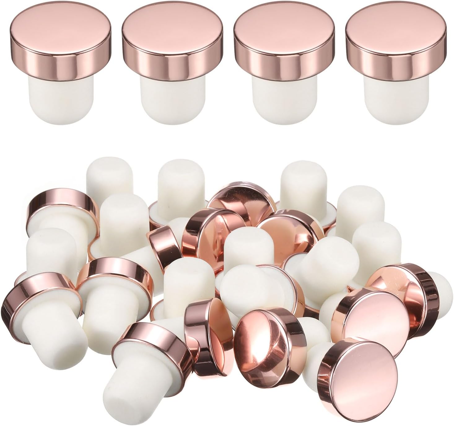 sourcing map 24 Pcs Wine Bottle Corks, T-Shaped Stopper Cork, Wine Stopper, Reusable Wine Bottle Corks Sealing Plug Bottle for Homemade Wine Beer Bottles,Rose Gold