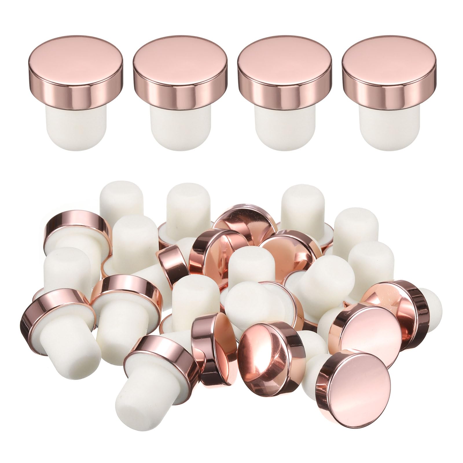 sourcing map 24 Pcs Wine Bottle Corks, T-Shaped Stopper Cork, Wine Stopper, Reusable Wine Bottle Corks Sealing Plug Bottle for Homemade Wine Beer Bottles,Rose Gold