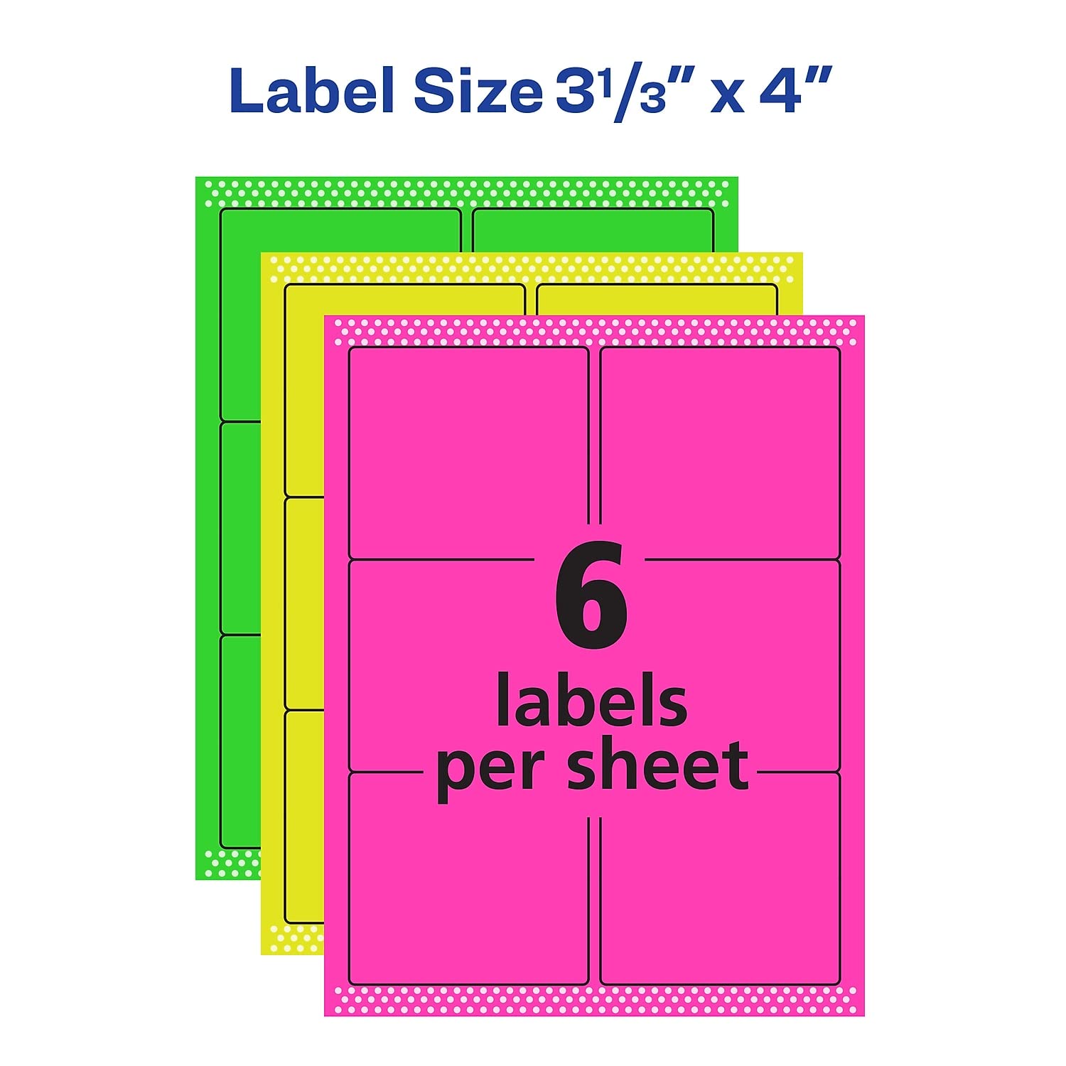 Avery Neon Rectangular Labels - Printable Labels For Laser & Inkjet Printers, Bright Colored Sticker Sheets