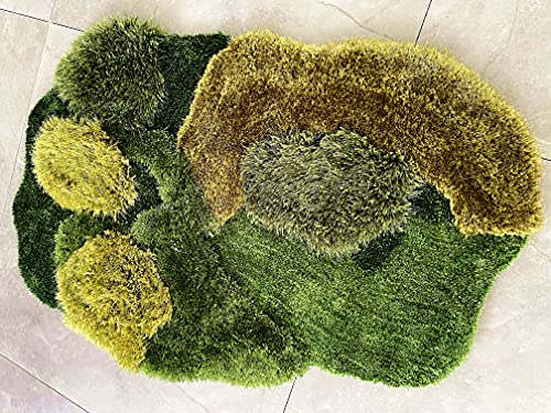 Lzteck Patchwork,Abstract,Geometric Shag, Artificial Grass Area Rug, Fake Grass Moss Tundra Rugs, Fluffy Kids Toddles Carpets, Living Room,Nursery Mats,Balcony,Patio Rugs 2.6X3.9Ft #TOP2