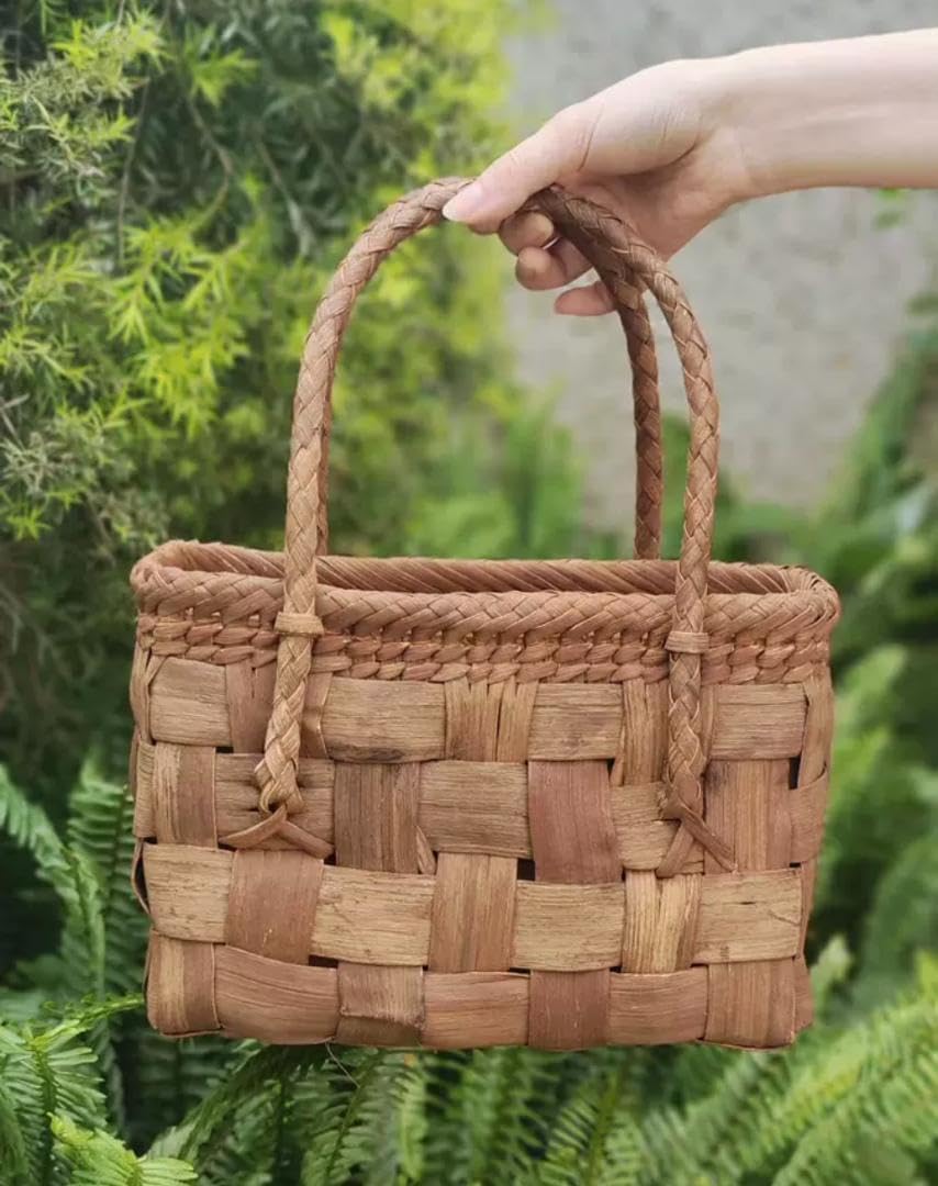 山葡萄 山葡萄籠バッグ 網代編み 手作り 籠 手提げ 内布付き かご収納