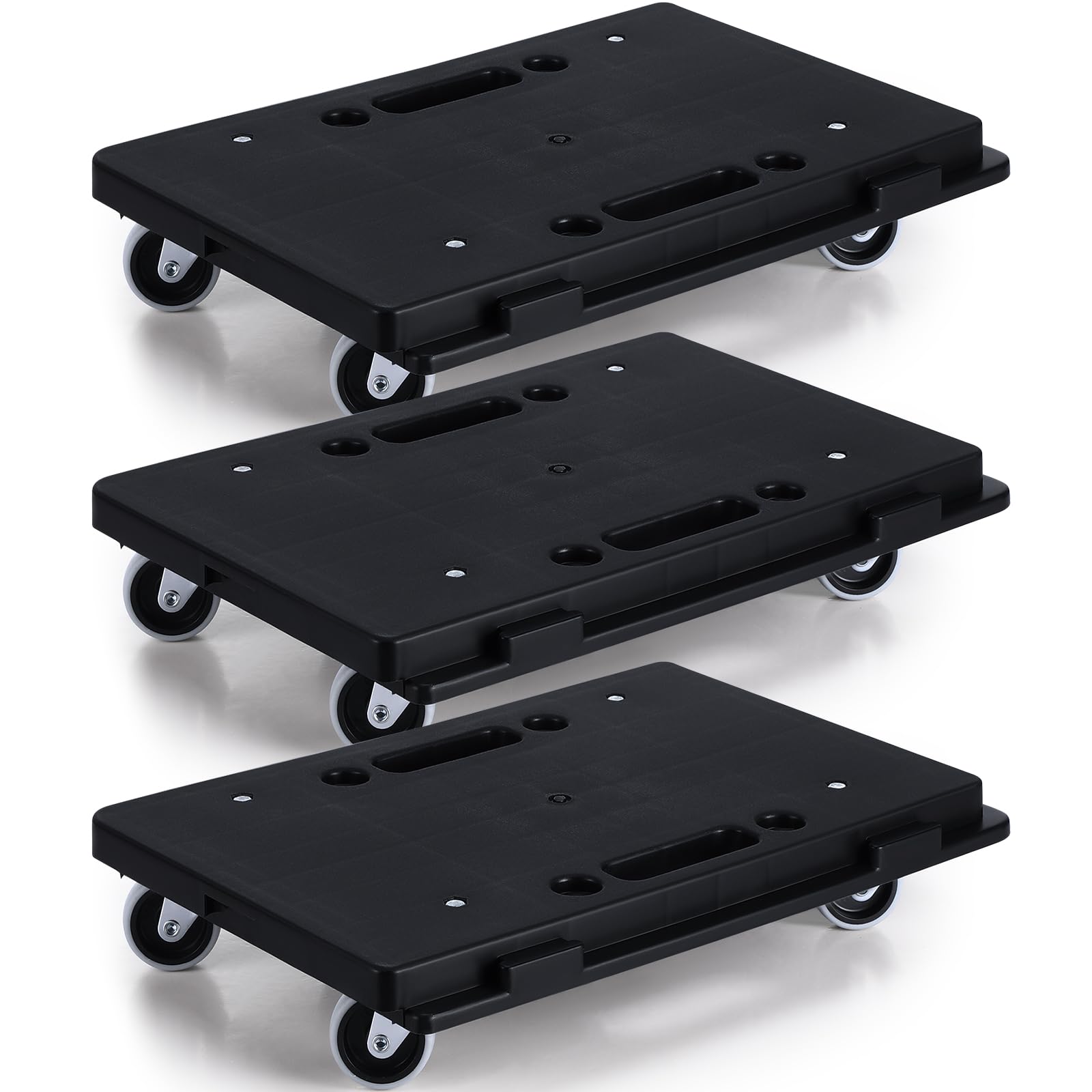3 Pack Furniture Dolly Moving Dolly Connectable Furniture Movers 16.3 x 11.4 Inch 500 Lbs Capacity Each Count 4 Wheels Heavy Duty Small Flat Dolly Cart Portable Dollies with Wheels, Black
