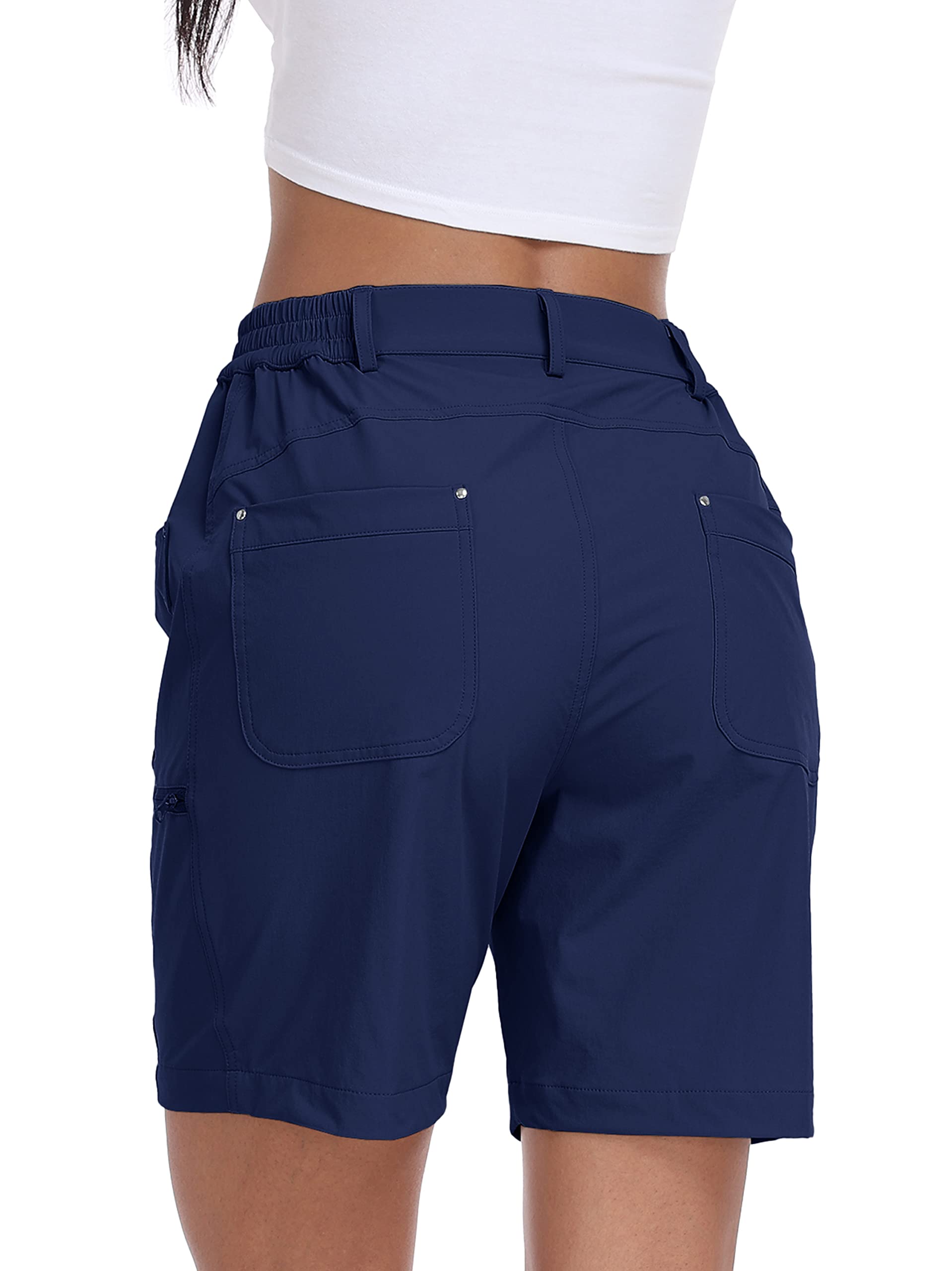 MoFiz Pantalones Cortos Cargo Mujer Hiking Shorts Ligeros Elasticos Trekking Pants de Trabajo Impermeable con Bolsillos