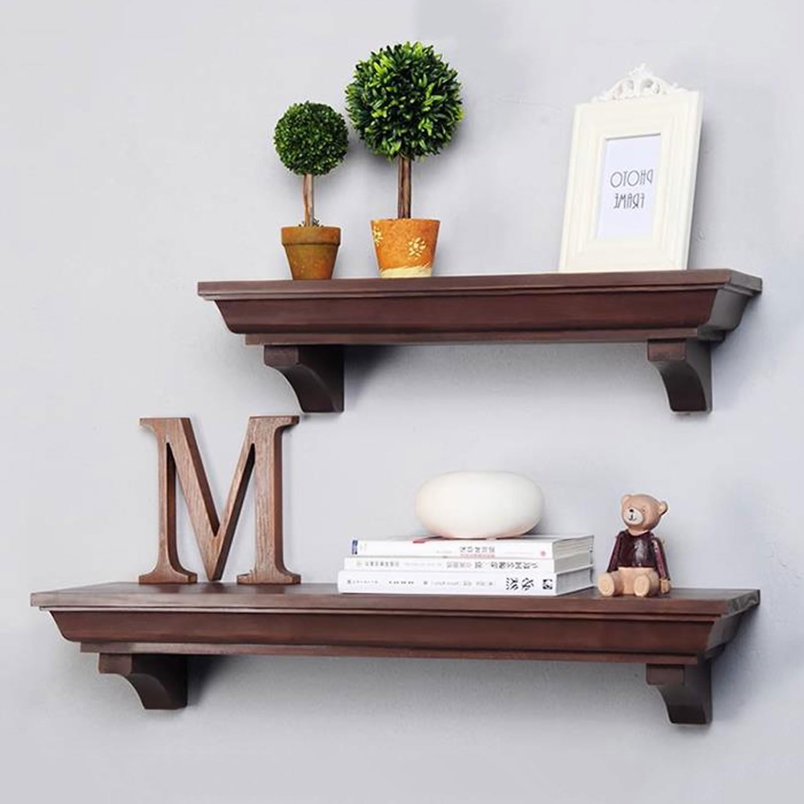 Mensola galleggiante Mensole sospese for la casa for riporre decorazioni da parete(Walnut,150 * 20 * 16cm)