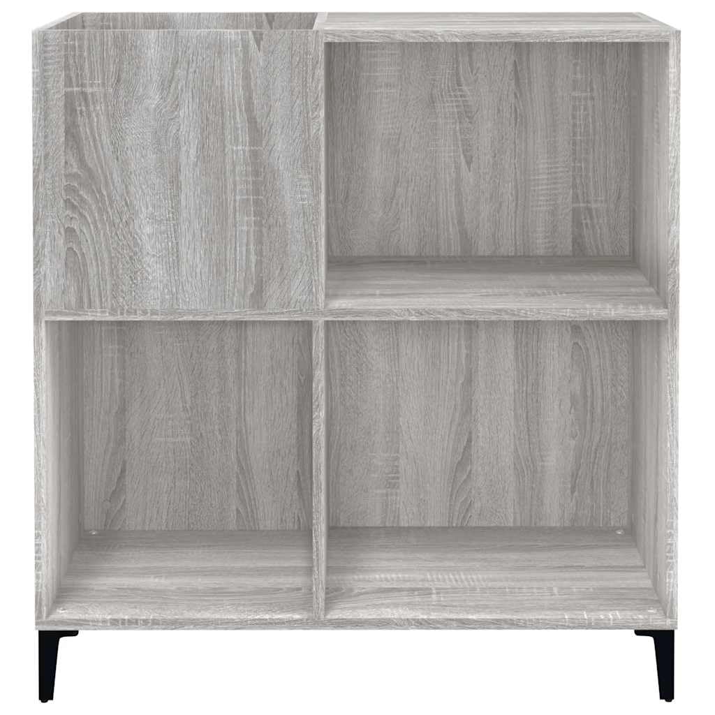 Hothingwell Sonoma szara szafka na płyty winylowe 84,5 x 38 x 89 cm, z drewna konstrukcyjnego, szafka do przechowywania LP z wytrzymałym blatem do gramofonu, przemysłowe metalowe nóżki