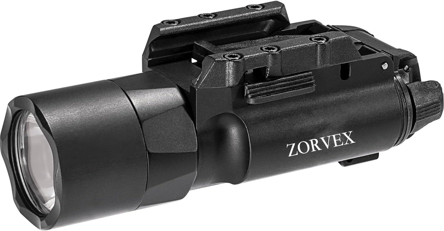 Tactical Weapon Light, Black - Compact Tactical Universal/Picatinny Rail Mount 500 Lumens