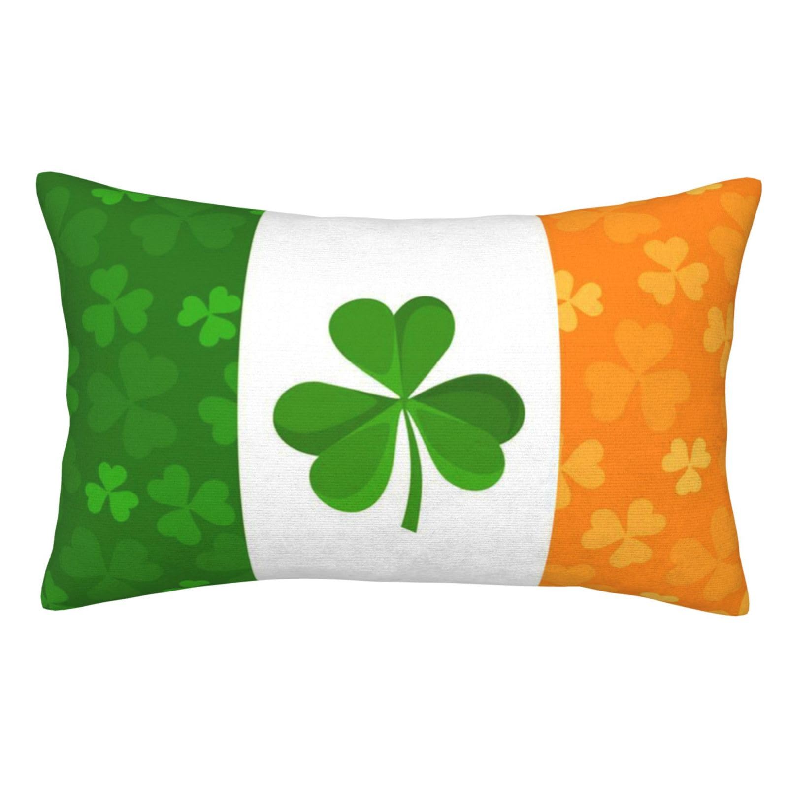 Soft Plush Pillow Cover For Sofa & Bed, Irish Flag, Standard Furry Throw Pillow Case 50x75 cm, Decorative Cushion Cover For Bedroom Living Room Decor, Hidden Zipper Pillowcases For All Seasons